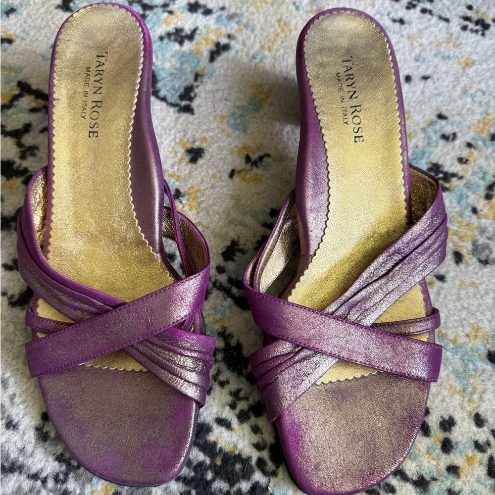 Taryn Rose Metallic Purple Sandals